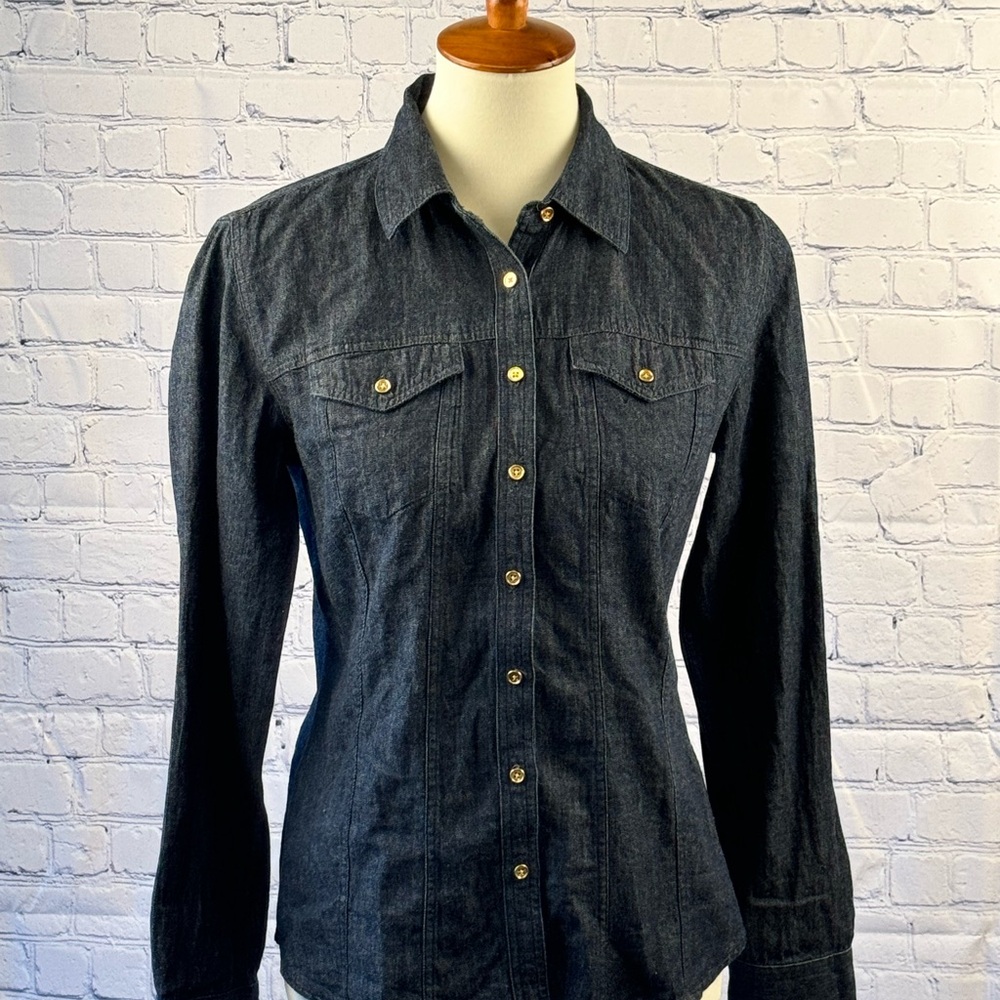 Talbots Dark Denim Button Down Shirt